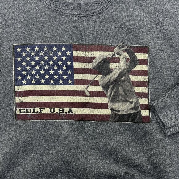 Vintage Golf Sweatshirt Mens Large Gray American Flag Golfer Made in USA 90s - Picture 3 of 7
